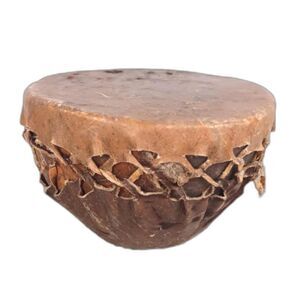 Rare Old African Drum Hand Carved Hardwood Body With Leather Drum Head